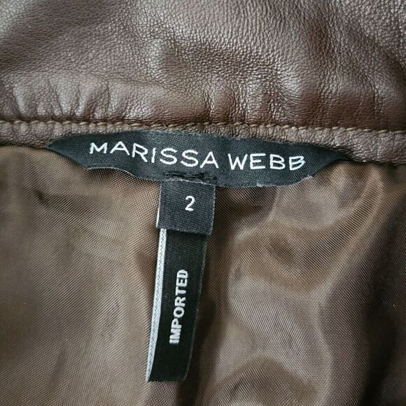 Marissa Webb Pants Womens 2 Brown Lamb Leather Cropped Straight Leg High-Rise - Picture 2 of 16
